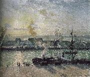 Camille Pissarro sunset port painting